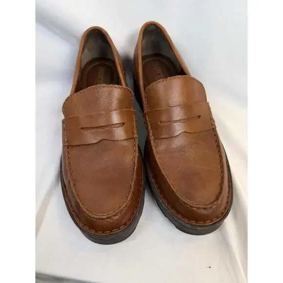 Born Women's Carrera Penny Loafer Brown Full Grain Leather - 7.5 M Worn Only 2x - Picture 2 of 9